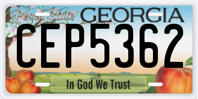 GA license plate CEP5362