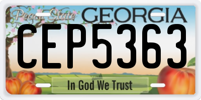 GA license plate CEP5363