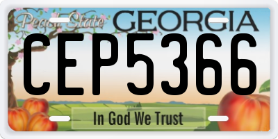 GA license plate CEP5366