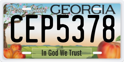 GA license plate CEP5378