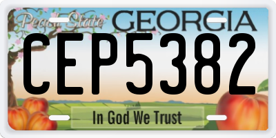 GA license plate CEP5382