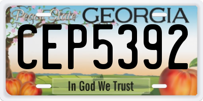 GA license plate CEP5392
