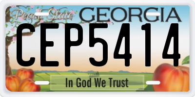 GA license plate CEP5414