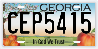 GA license plate CEP5415