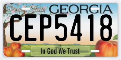 GA license plate CEP5418
