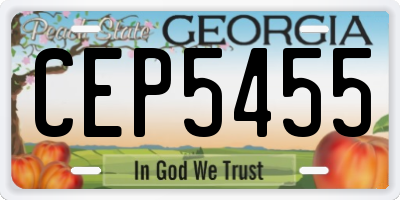 GA license plate CEP5455