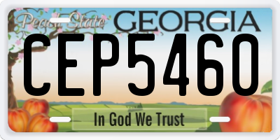 GA license plate CEP5460