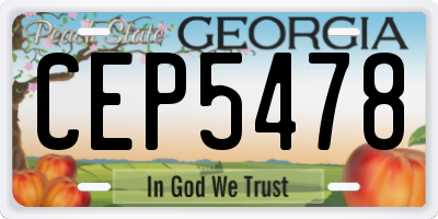 GA license plate CEP5478