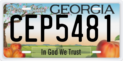 GA license plate CEP5481