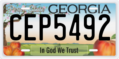GA license plate CEP5492