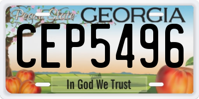 GA license plate CEP5496