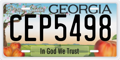 GA license plate CEP5498