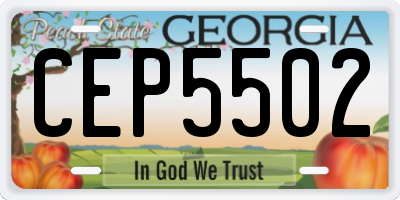 GA license plate CEP5502