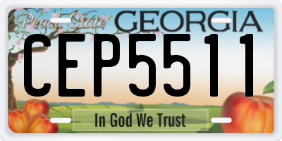 GA license plate CEP5511