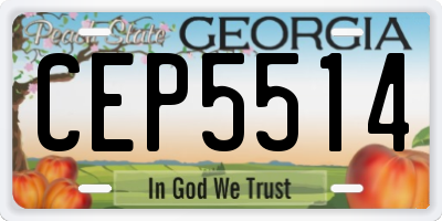 GA license plate CEP5514