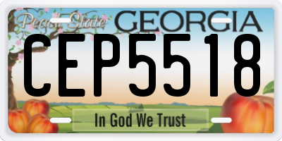 GA license plate CEP5518