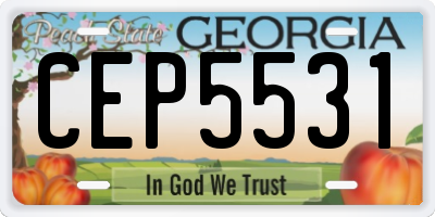 GA license plate CEP5531