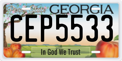 GA license plate CEP5533