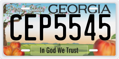 GA license plate CEP5545
