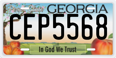 GA license plate CEP5568