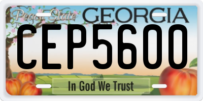 GA license plate CEP5600