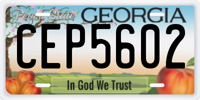 GA license plate CEP5602