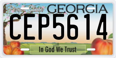 GA license plate CEP5614