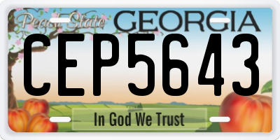 GA license plate CEP5643