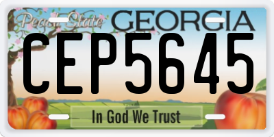 GA license plate CEP5645