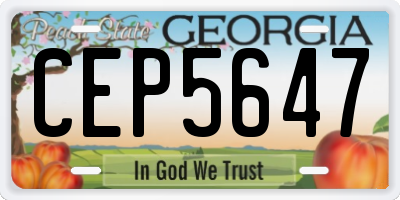 GA license plate CEP5647