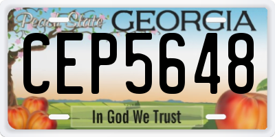 GA license plate CEP5648