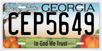 GA license plate CEP5649