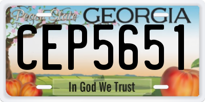GA license plate CEP5651