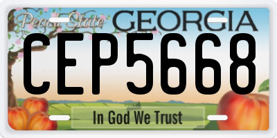 GA license plate CEP5668