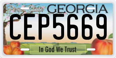 GA license plate CEP5669