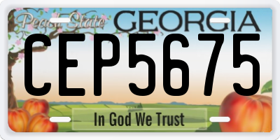 GA license plate CEP5675