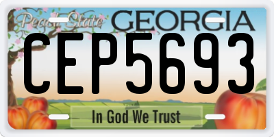 GA license plate CEP5693
