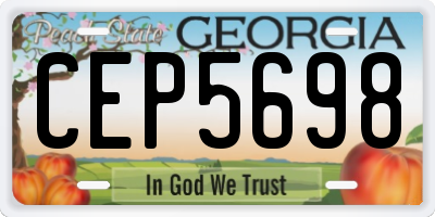 GA license plate CEP5698