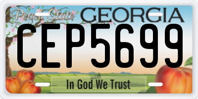 GA license plate CEP5699