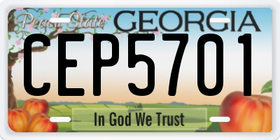 GA license plate CEP5701