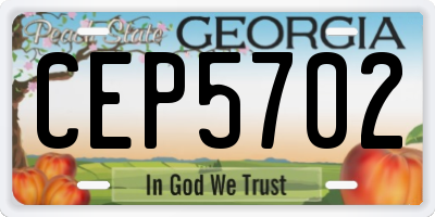 GA license plate CEP5702