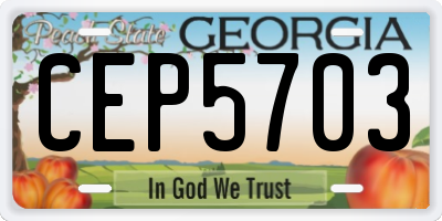 GA license plate CEP5703