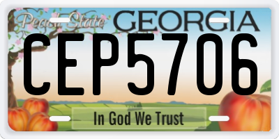 GA license plate CEP5706