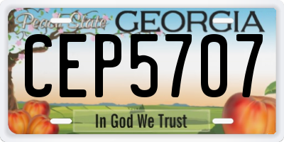 GA license plate CEP5707