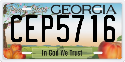 GA license plate CEP5716