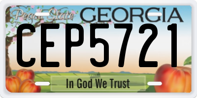 GA license plate CEP5721