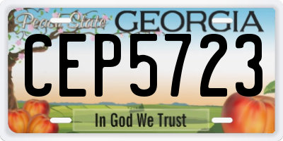 GA license plate CEP5723