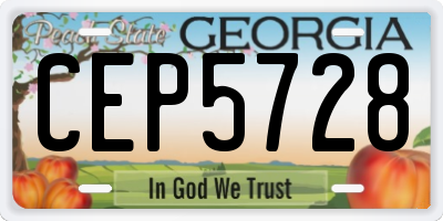 GA license plate CEP5728