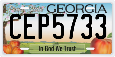 GA license plate CEP5733