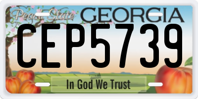 GA license plate CEP5739